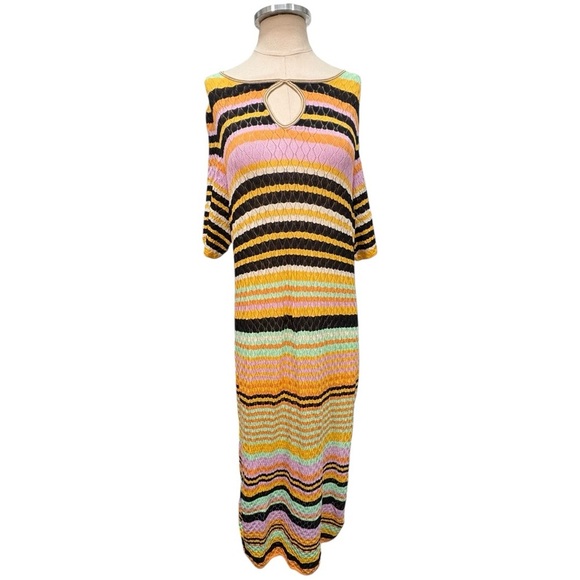 SITA MURT Short Sleeve Knit Maxi Dress Striped Size 44 - Picture 2 of 11